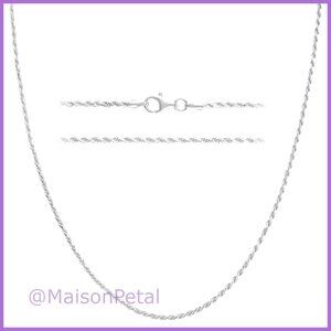 Solid 925 Sterling Silver Diamond Cut Rope Chain Necklace